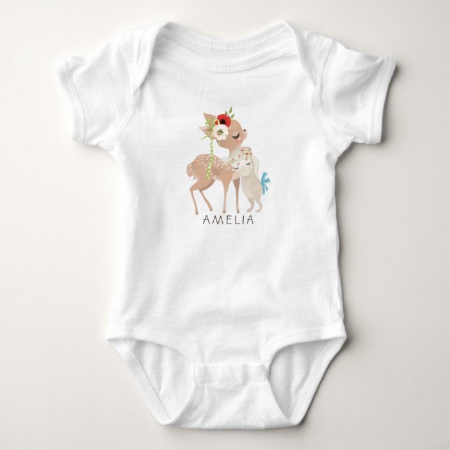 Body Para Bebê Páscoa Coelho Rena Fofa Personalizada Primavera (Frente)