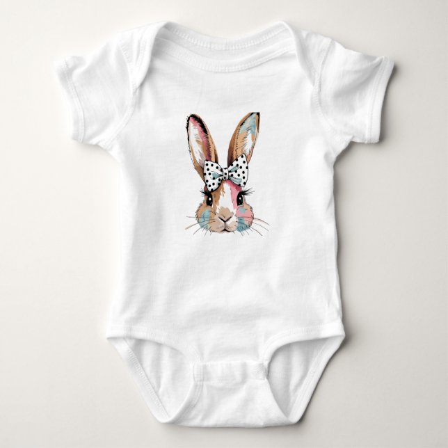 Body Para Bebê Páscoa Coquette Bunny Arco Bodyfatos e Peças Única (Frente)