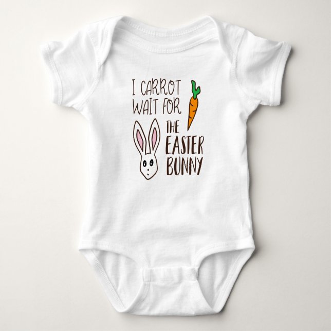 Body Para Bebê Páscoa Engraçada Cotação Carrot Espere Bunny Dizen (Frente)