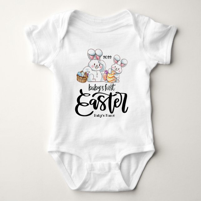 Body Para Bebê Páscoa Novo Nascer Personalizado Bebê Roupa (Frente)