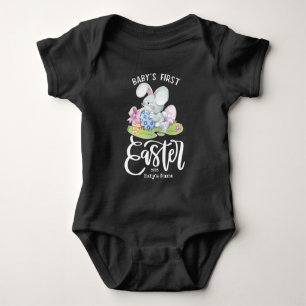 Body Para Bebê Páscoa personalizada de 1rua com coelho bonito