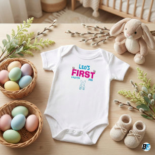 Body Para Bebê Páscoa Personalizada de 2026 Bunny Bum Fofo