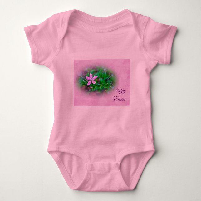 Body Para Bebê Páscoa Saudações Depford Pink Wildflower (Frente)