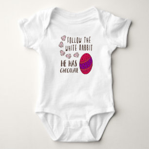 Body Para Bebê Páscoa Siga O Coelho Branco Engraçado Dizendo Bo