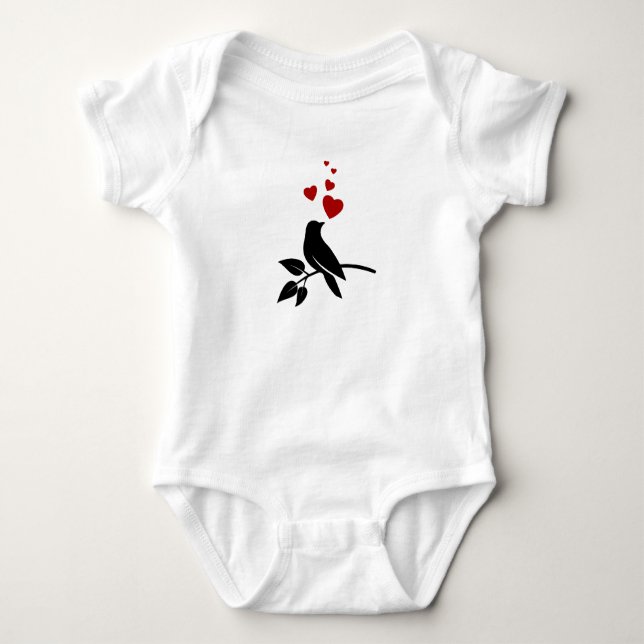 Body Para Bebê passarinho com corações (Frente)