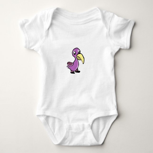 Body Para Bebê Passarinho Roxo de Desenho Animado Fofo (Frente)