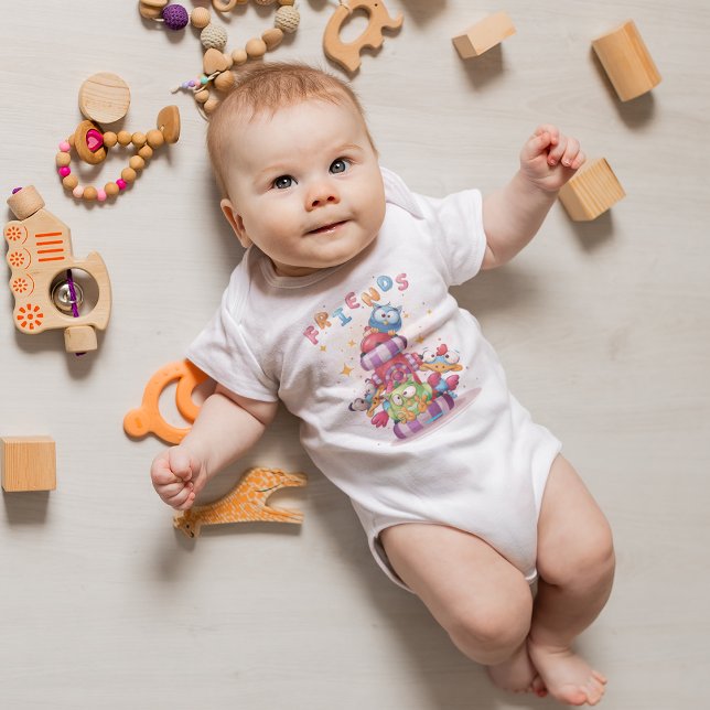 Body Para Bebê Pássaro Bonito dos Amigos (Cute Friends Bird Baby Bodysuit)