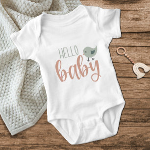 Body Para Bebê Pássaro Bonito Olá Pastel