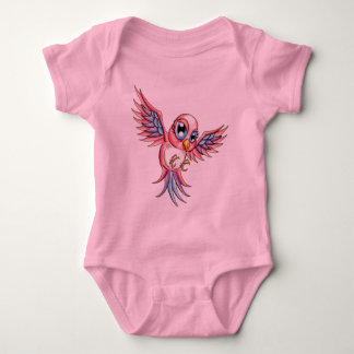 Body Para Bebê Pássaro cor-de-rosa