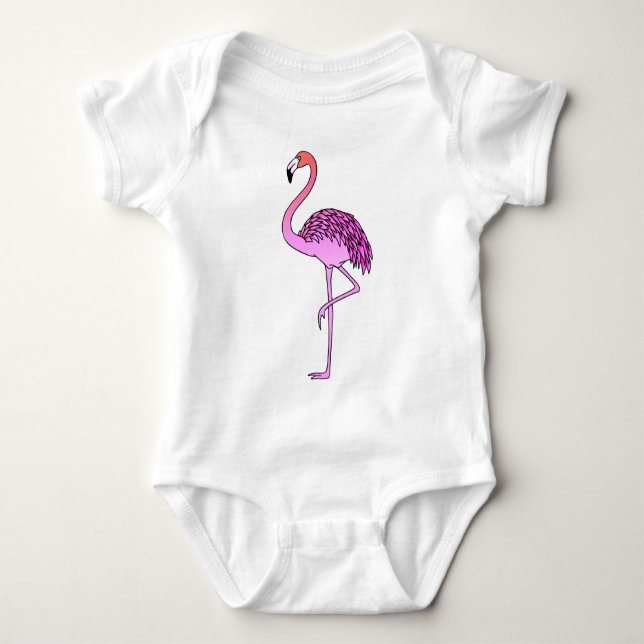 Body Para Bebê Pássaro Flamingo Rosa Lineart-57667 (Frente)