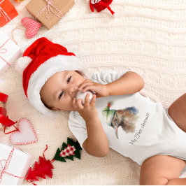 Body Para Bebê Pássaro Kiwi bonito no Chapéu Elf de Natal, person