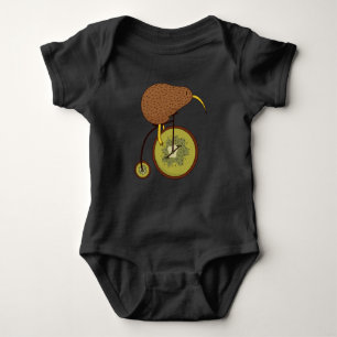 Body Para Bebê Pássaro Kiwi legal na Design Fruta Kiwi