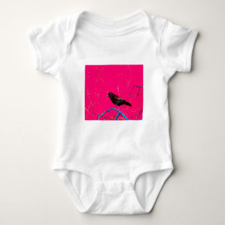 Body Para Bebê Pássaro Negro Rosa Quente
