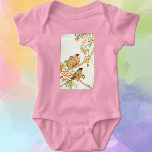 Body Para Bebê Pássaros Bebês e Blossomas de Maçã (Criador carregado)