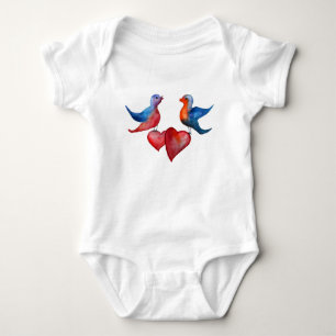 Body Para Bebê Pássaros do amor, Bodysuit do jérsei dos pássar