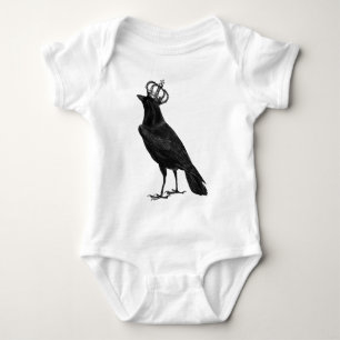 Body Para Bebê Pássaros do pássaro do preto da coroa do corvo d