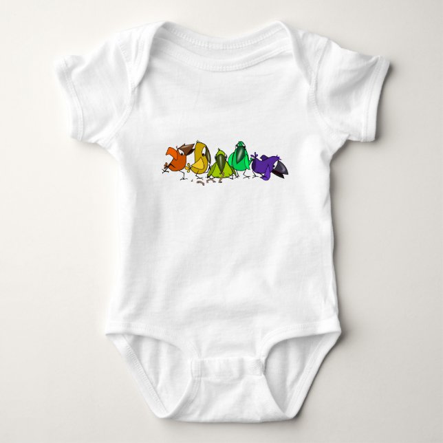 Body Para Bebê Pássaros Engraçados Bebê Roupa (Frente)