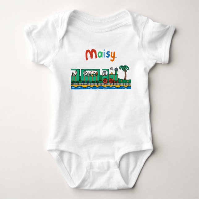 Body Para Bebê Passeio de Maisy e de amigos no trem verde (Frente)