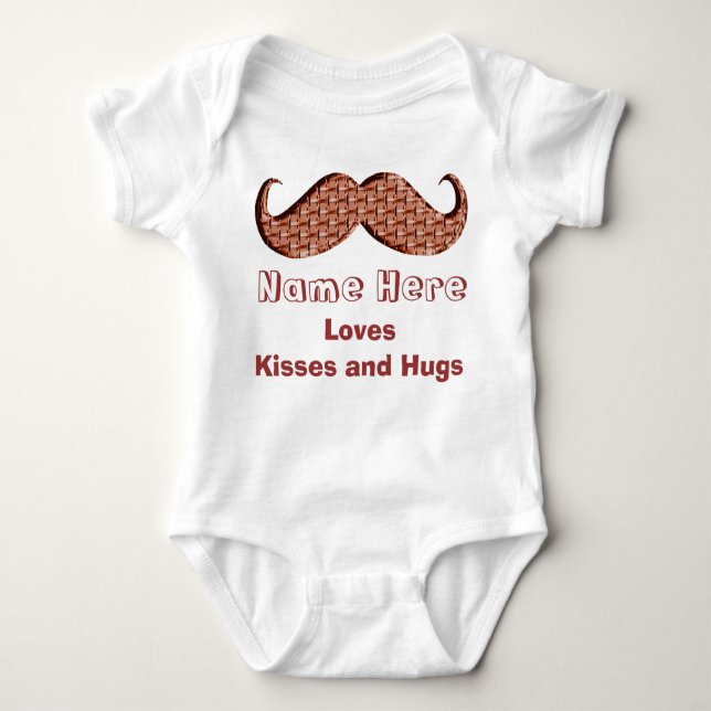 Body Para Bebê Pasta personalizada de bigode de bebê uma peça (Frente)