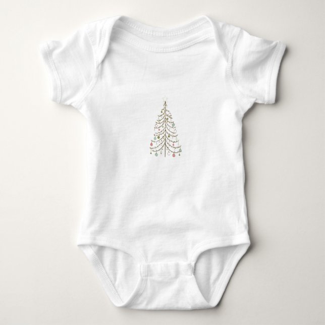 Body Para Bebê Pastel Christmas Tree Baby Tee T-Shirt (Frente)