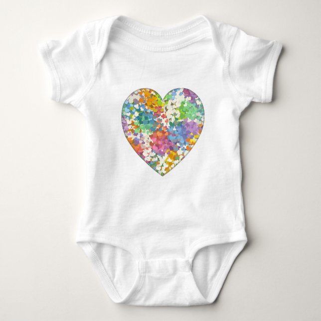 Body Para Bebê Pastel Confetti Hearts (Frente)