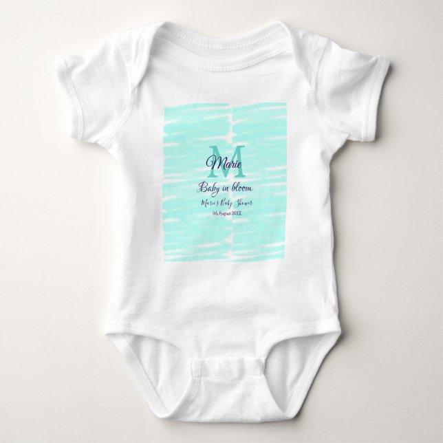 Body Para Bebê Pastel green baby in bloom monogram baby shower te (Frente)