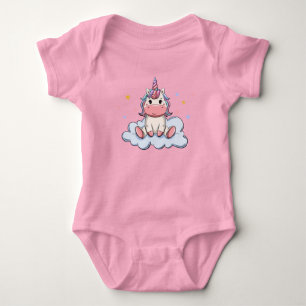 Body Para Bebê Pastel rosa Unicórnio em Uma Nuvem