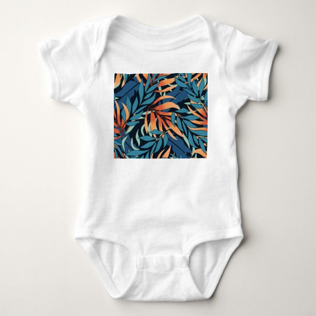 Body Para Bebê Pastel Tropical Abstrato Botânica (Frente)