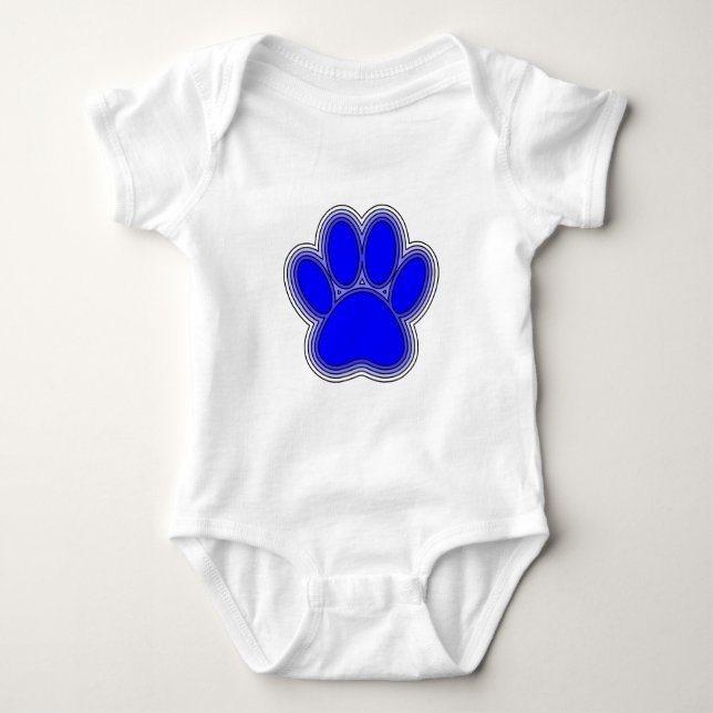 Body Para Bebê Pata De Cachorro A Azul Com Descrições (Frente)