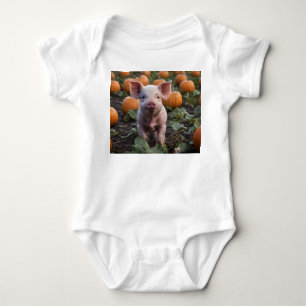 Body Para Bebê **"Patch da Alegria: Um Feliz Porco de Bebê entre