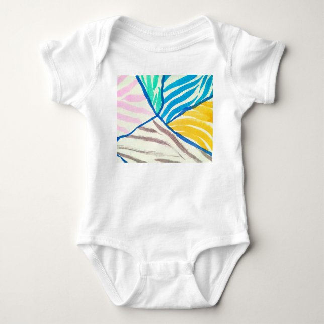 Body Para Bebê Patchwork com aquarela: estilo de pintura sujo. (Frente)