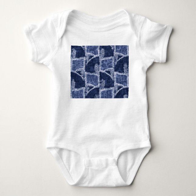 Body Para Bebê Patchwork do Indigo: Textuturado verificado Elegân (Frente)