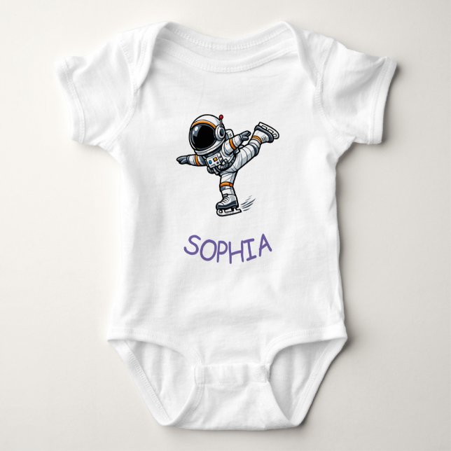 Body Para Bebê Patinação Artística de Astronauta (Frente)