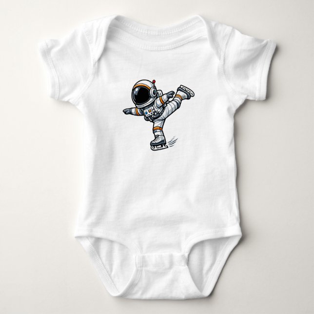 Body Para Bebê Patinação Artística de Astronauta (Frente)