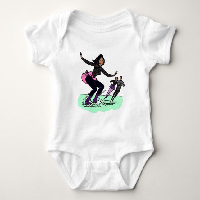 Body Para Bebê patinador preto (Frente)
