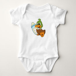 Body Para Bebê Pato com Garrafa de Leite