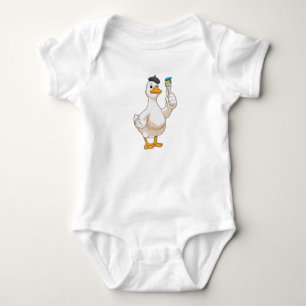 Body Para Bebê Pato como Pincel com pincel de pintura