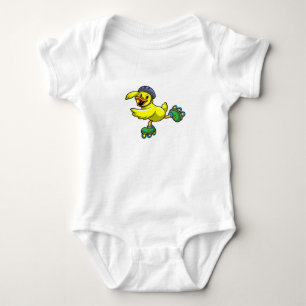 Body Para Bebê Pato como skater com Skates e capacete