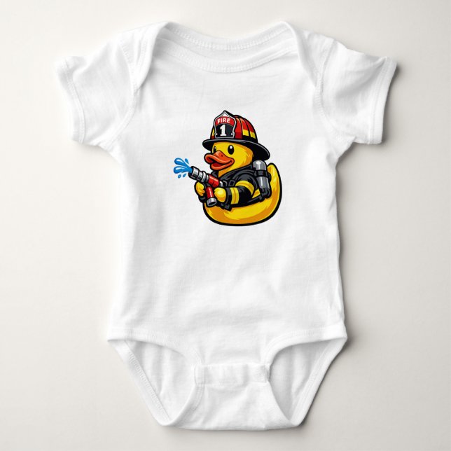 Body Para Bebê Pato de Borracha Bombeiro (Frente)