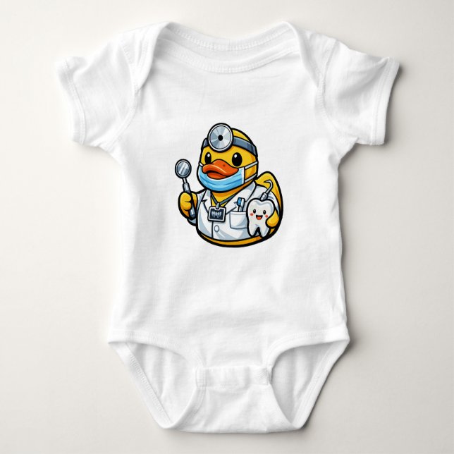 Body Para Bebê Pato de Borracha Dentista (Frente)