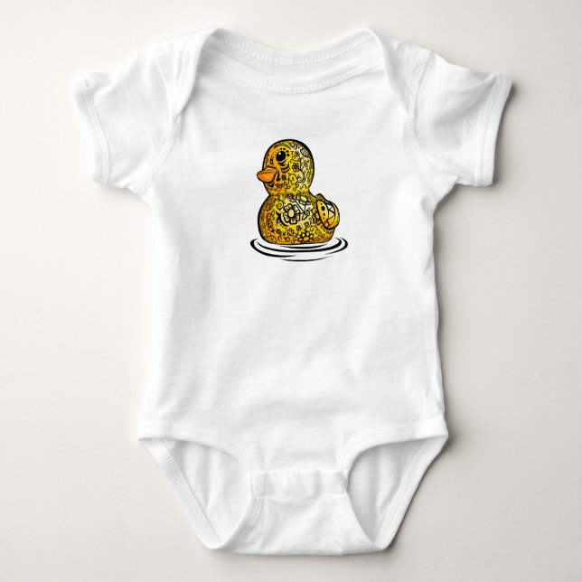 Body Para Bebê Pato de Borracha Tatuado (Frente)