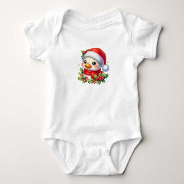 Body Para Bebê Pato de Natal impressionante (Frente)