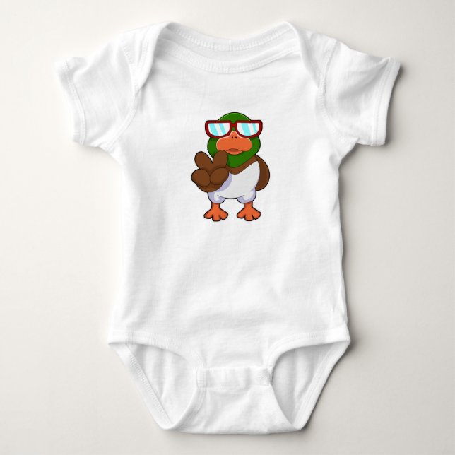 Body Para Bebê Pato de Óculos de Sol (Frente)