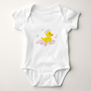 Body Para Bebê Pato em Bolhas Rosa