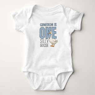 Body Para Bebê Pato Louco Azul Personalizado Primeiro Aniversário
