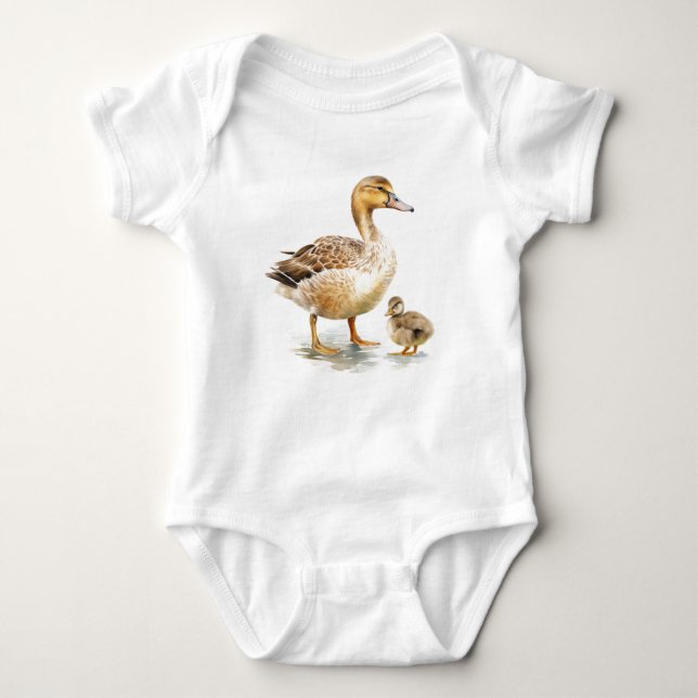 Body Para Bebê Pato Mamãe com Pato Bebê, Pato-Presente Bebê (Frente)