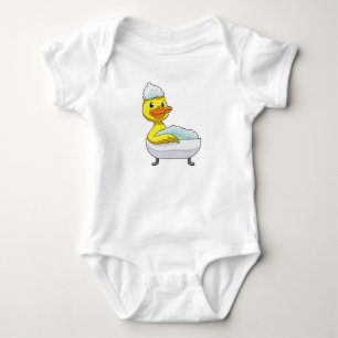 Body Para Bebê Pato no banho com banheira e espuma