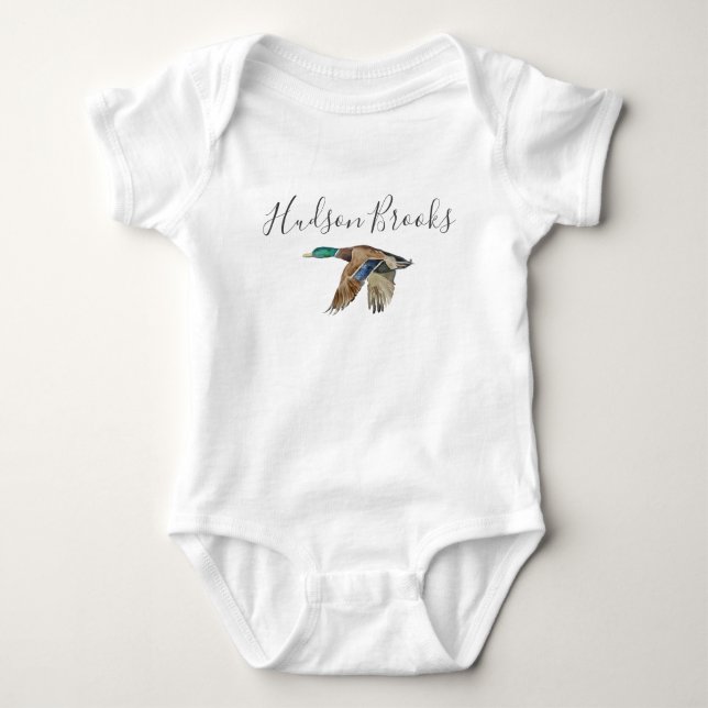 Body Para Bebê Pato-real Macio Monograma Personalizável (Frente)