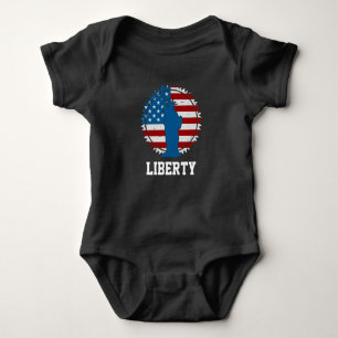 Body Para Bebê Patriótica Estátua Americana da Bandeira da Libe