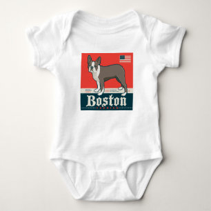 Body Para Bebê Patriótico   Boston Terrier